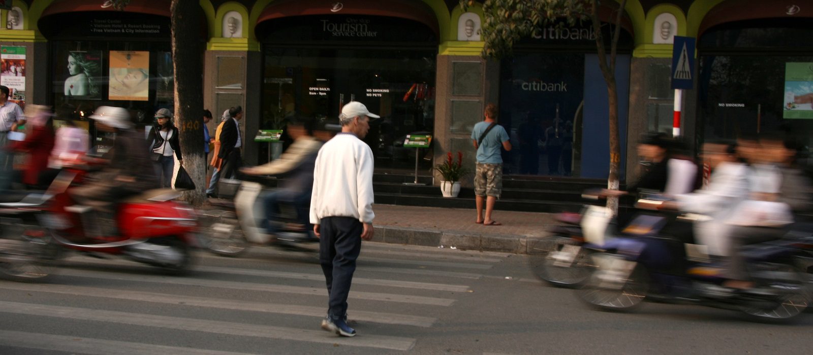 Motion of People in the Busy Streets of Hanoi, Vietnam